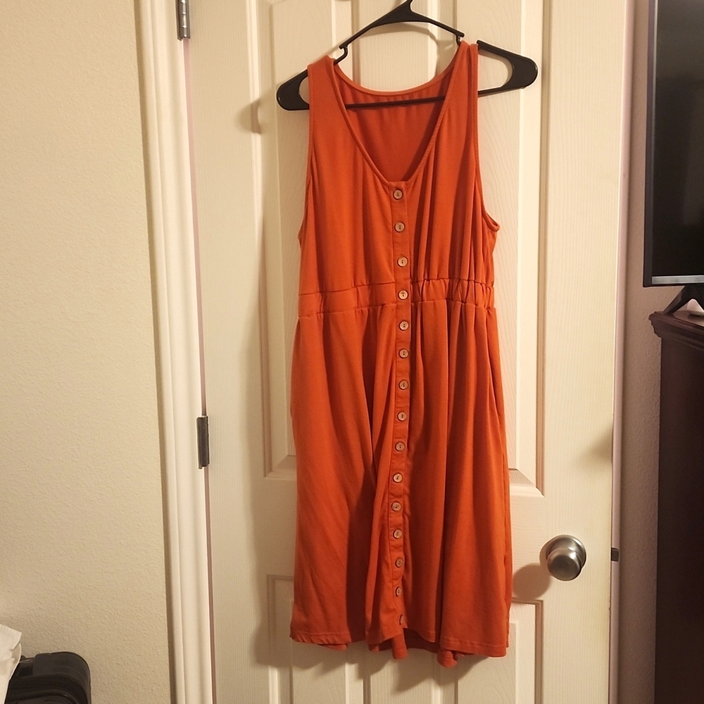 XL orange button-up dress